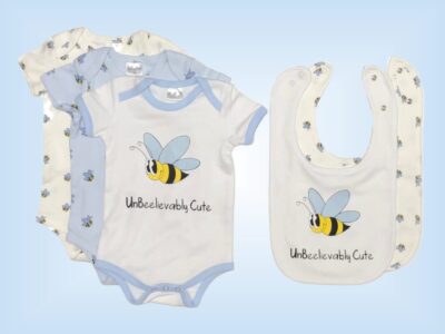 Baby Boy Bumble Bee Onesie and Bib Set UnBeelievably Cute