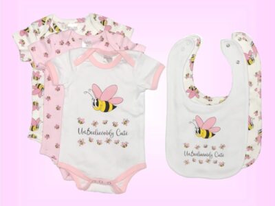 Baby Girl Bumble Bee Onesie and Bib Set UnBeelievably Cute pic1