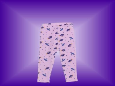 Light Purple Leggings with Space Saucers and Rocket Ships pattern to match onesie or t-shirt.