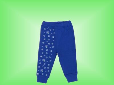 Dark Blue Sweatpants with Laughing Glow Bug and HaHa down right side pant leg to match Onesie or T-shirt.