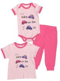 Baby Girl Cars & Trucks<br>Baby on the Go<br>2-Piece Set<br>(onesie or t-shirt)