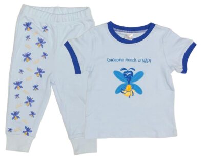 Someone Needs a Nap! Matching top and bottom 2-Piece Sets in either Onesie or T-shirt with matching sweatpants. Cute Baby Boy Glow Bug with Grumpy Face and "Someone Needs a Nap!" on Light Blue with Dark Blue Hem and matching Light Blue Sweatpants with Grumpy Face Glow Bugs. 100% Cotton. 2-Piece Set Options: Onesie and Pants Set sizes 3 to 18 months T-shirt and Pants Set sizes 18 to 36 months