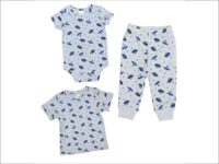 Baby Boy<br>Astronaut and Alien<br>Spaceships Pattern<br>2-Piece Set<br>(onesie or t-shirt)